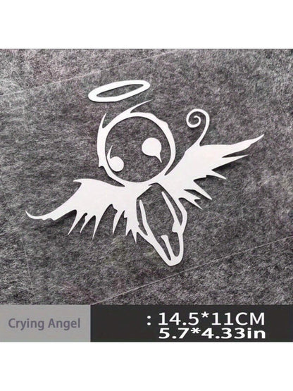 1pc Gothic Angel & Fallen Angel Car Sticker, Semi-Glossy PVC Material, Elegant Vehicle Decal For Personalization