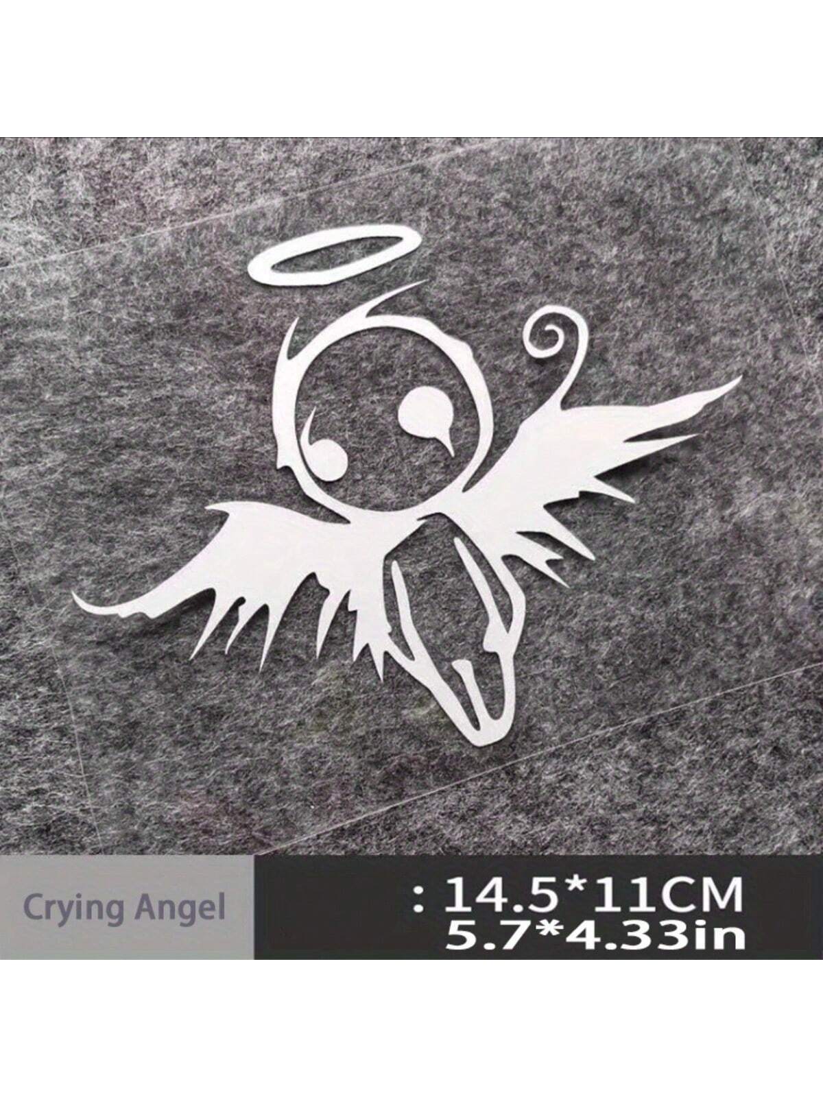 1pc Gothic Angel & Fallen Angel Car Sticker, Semi-Glossy PVC Material, Elegant Vehicle Decal For Personalization