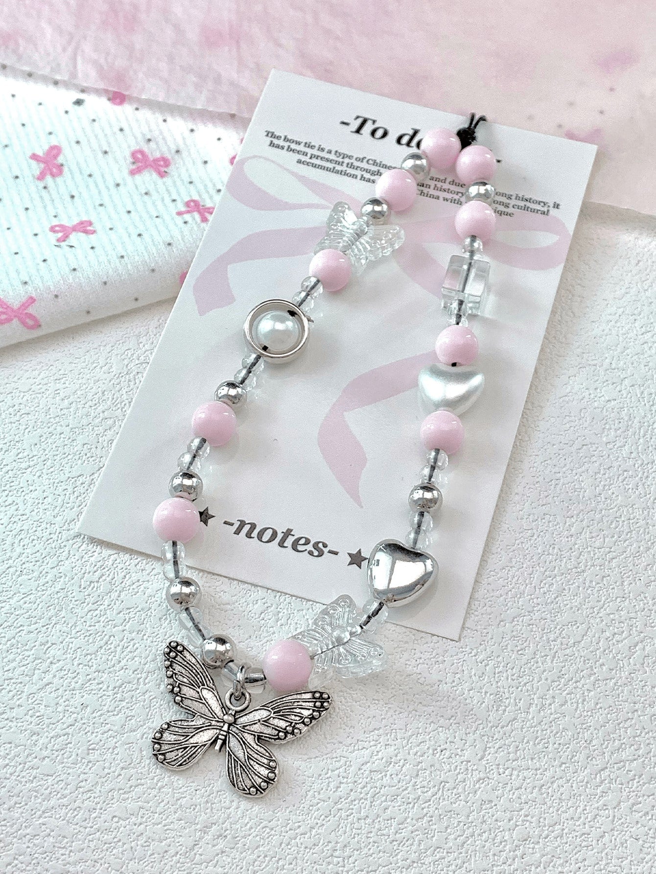 1pc Gothic Style Black Butterfly Pendant Bracelet, Cute Ceramic Matte Black Summer Style Young Girl Minimalist Cellphone Chain, Keychain, Earphone Strap Gifts For Mother, Family, Friends, Birthday, Ho