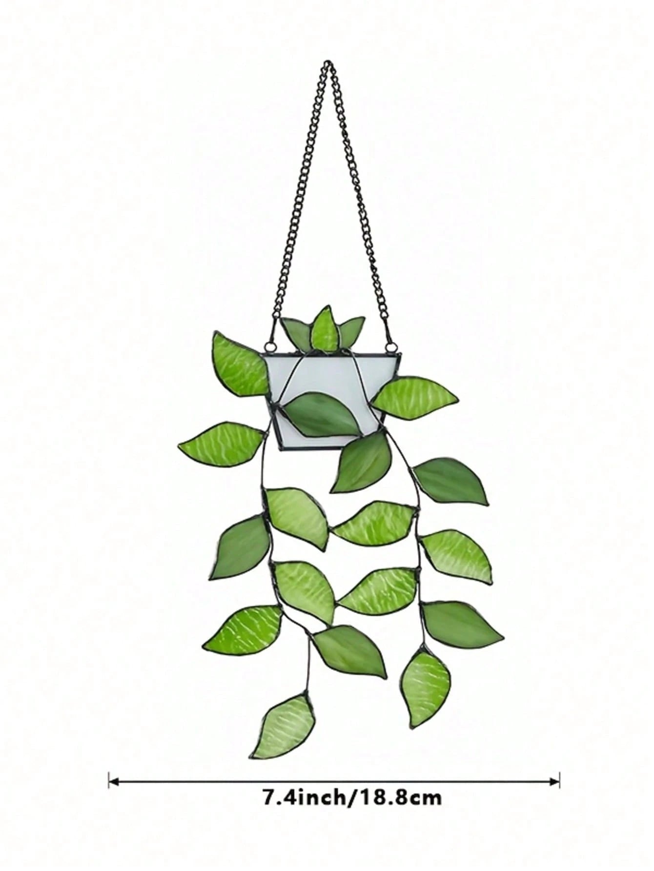 1pc Green Plant Window Suncatcher, Stained Glass Window Hanging, Handcrafted Faux Plant Stained Glass Panel Sun Catcher For Plant Lovers, Unique Home Indoor&Outdoor Decor