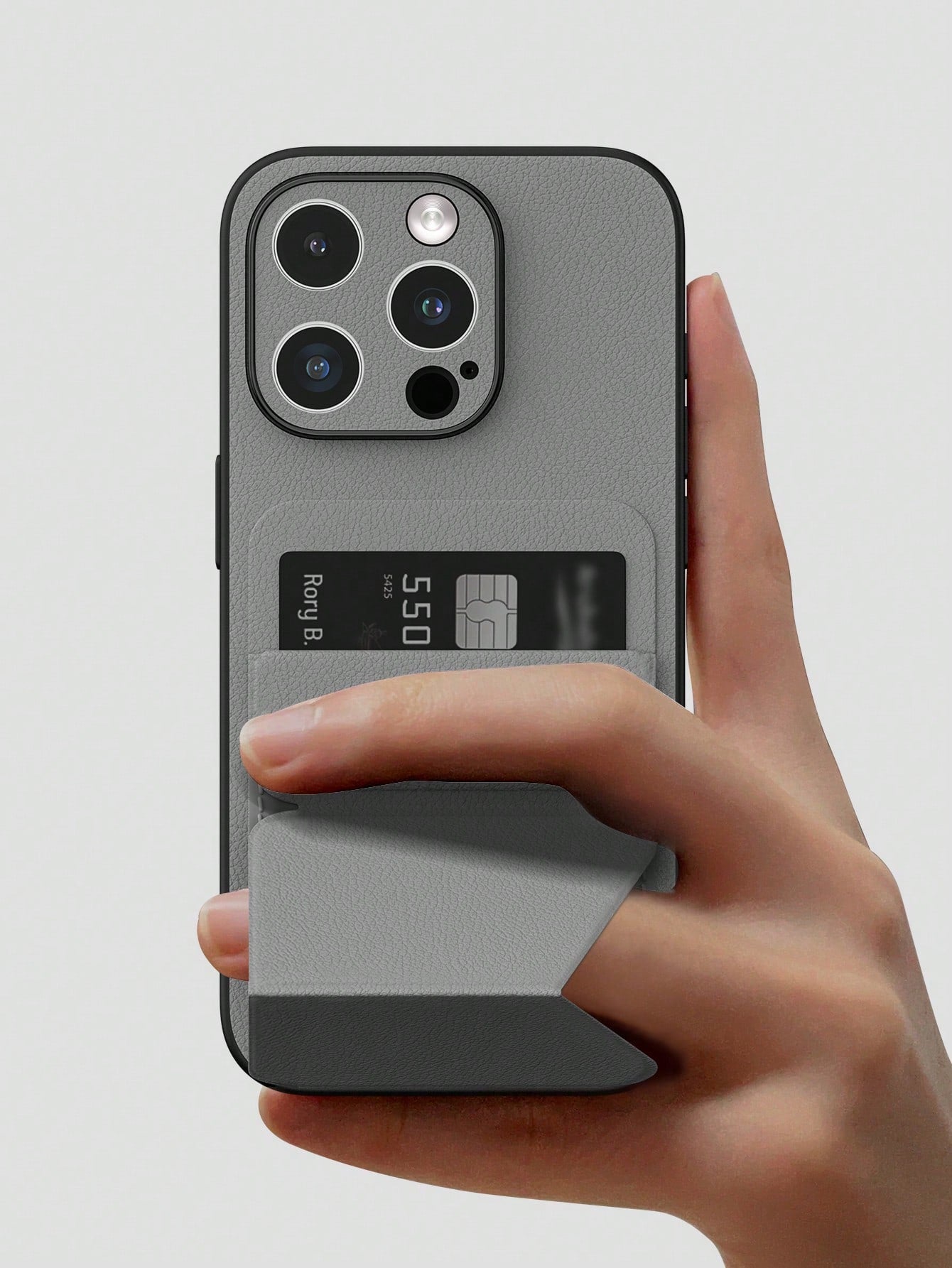 1pc Grey Card Slot TPU+PU Phone Case, Compatible With Apple 17e, 17 Pro Max; Card Slot Phone Case, Compatible With Apple 15 Pro Max/13/14 Pro Max/13 Pro Max/12 Pro Max (6.7 Inch); Fashion Phone Case