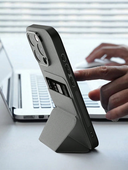 1pc Grey Card Slot TPU+PU Phone Case, Compatible With Apple 17e, 17 Pro Max; Card Slot Phone Case, Compatible With Apple 15 Pro Max/13/14 Pro Max/13 Pro Max/12 Pro Max (6.7 Inch); Fashion Phone Case