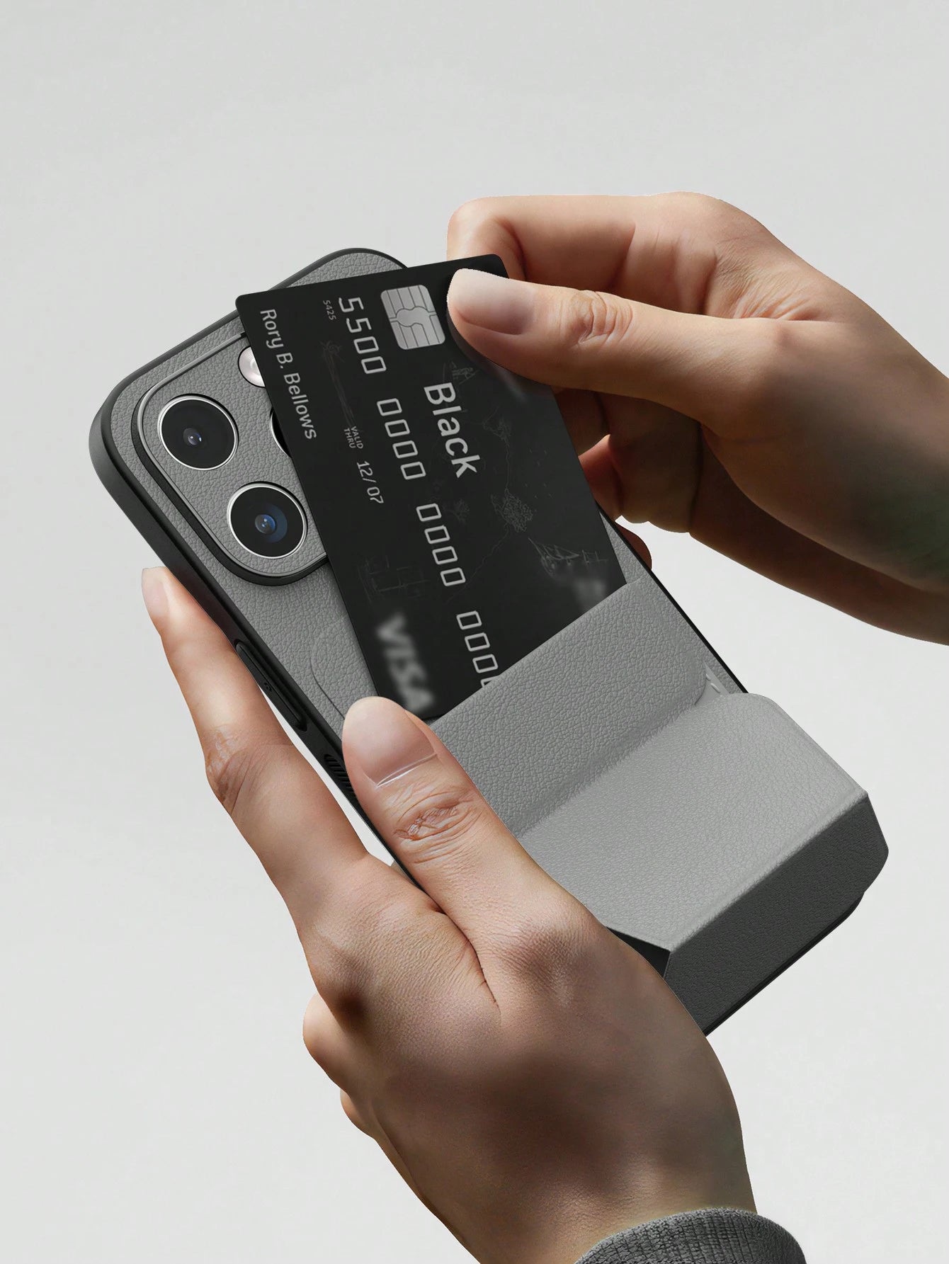 1pc Grey Card Slot TPU+PU Phone Case, Compatible With Apple 17e, 17 Pro Max; Card Slot Phone Case, Compatible With Apple 15 Pro Max/13/14 Pro Max/13 Pro Max/12 Pro Max (6.7 Inch); Fashion Phone Case