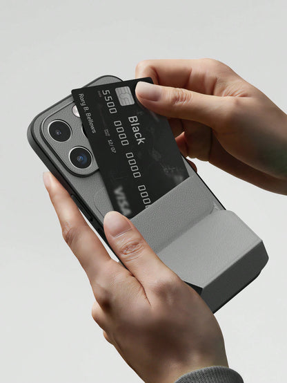 1pc Grey Card Slot TPU+PU Phone Case, Compatible With Apple 17e, 17 Pro Max; Card Slot Phone Case, Compatible With Apple 15 Pro Max/13/14 Pro Max/13 Pro Max/12 Pro Max (6.7 Inch); Fashion Phone Case