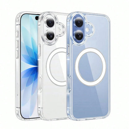 1pc Hadaasi Transparent Acrylic Minimalist Magnetic Phone Case, New Model Compatible With IPhone 17 Pro Max, 17 Pro, Air, 16 Pro Max, 15 Plus, 14, 13, 12/13 Mini, 11, 17E, 16E