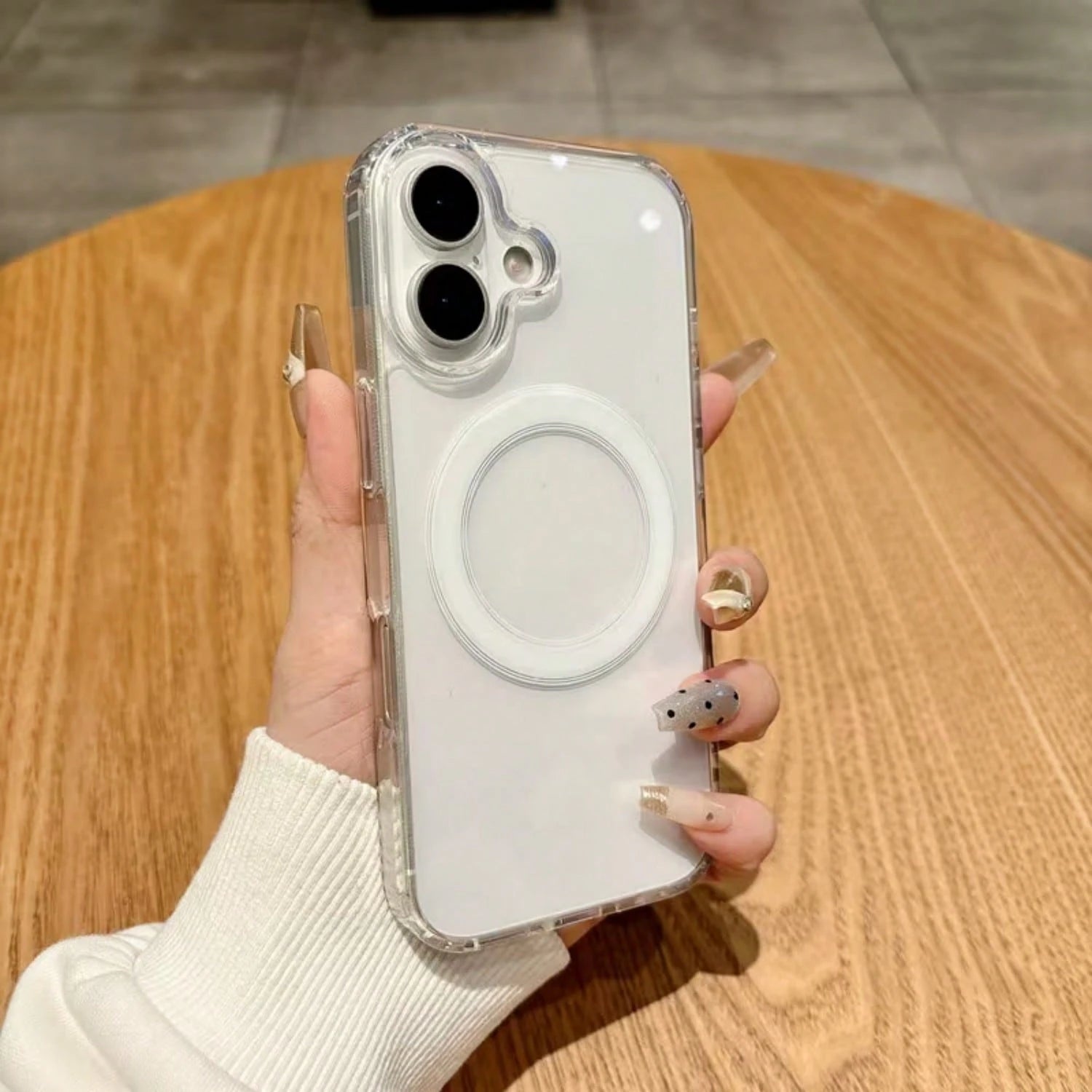 1pc Hadaasi Transparent Acrylic Minimalist Magnetic Phone Case, New Model Compatible With IPhone 17 Pro Max, 17 Pro, Air, 16 Pro Max, 15 Plus, 14, 13, 12/13 Mini, 11, 17E, 16E