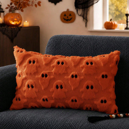 1Pc Halloween Pillow Covers 12x20 Inch Ghost Decor Beige Halloween Lumbar Pillow Covers Decorative For Halloween Home Decor For Sofa