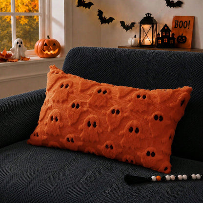 1Pc Halloween Pillow Covers 12x20 Inch Ghost Decor Beige Halloween Lumbar Pillow Covers Decorative For Halloween Home Decor For Sofa