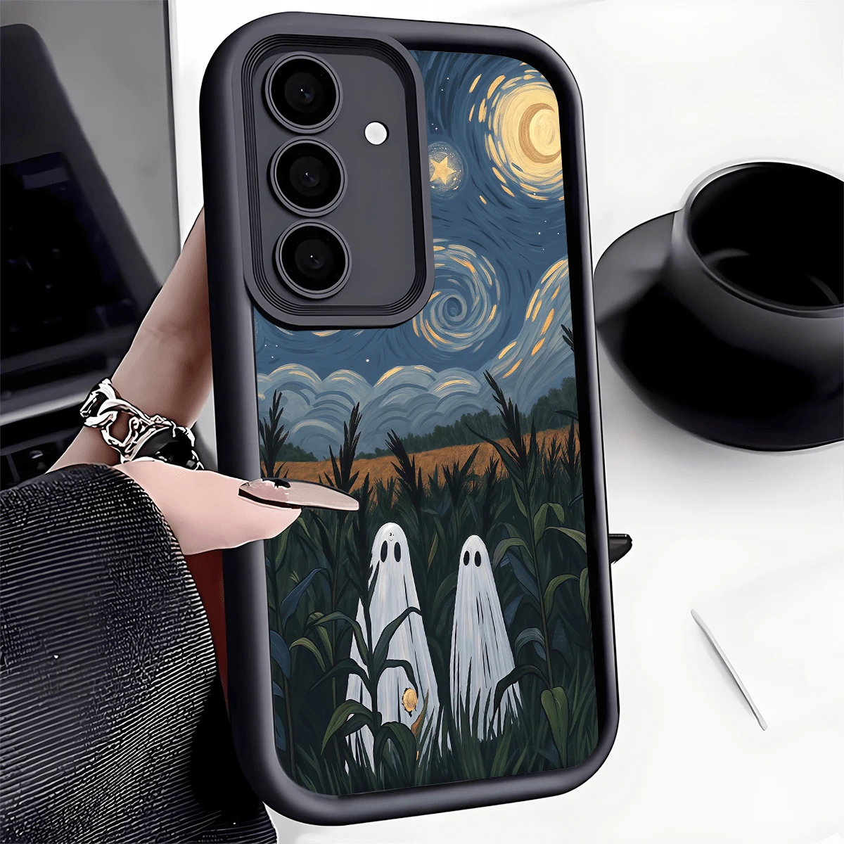 1pc Halloween Starry Ghost TPU Shockproof Phone Case, Thick Anti-Slip Protective Cover Compatible With Huawei Honor Galaxy S26,S26plus,S26ultra [International Version, Not Local Version]