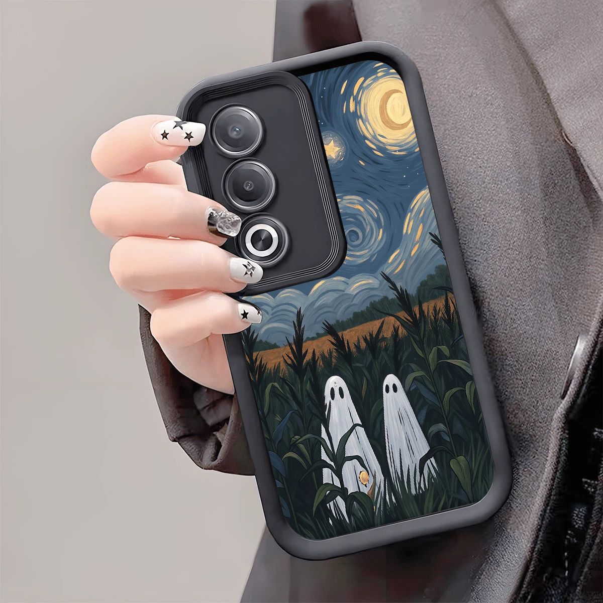 1pc Halloween Starry Ghost TPU Shockproof Phone Case, Thick Anti-Slip Protective Cover Compatible With Huawei Honor Galaxy S26,S26plus,S26ultra [International Version, Not Local Version]