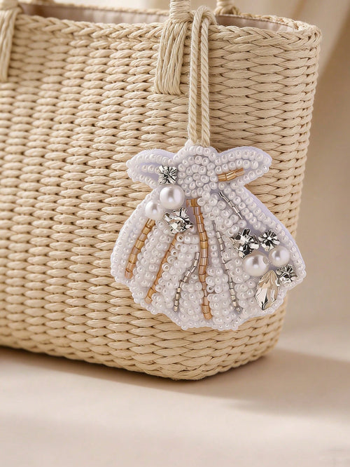 1pc Handmade Beaded Seashell Tassel Bag Charm, Bohemian Style, Suitable For Women's Casual, Beach, Holiday Wear, Mother's Day Gift. Handmade Shape May Vary Slightly. Accessories Charms For Bag Teacher
