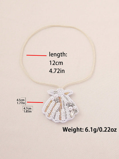 1pc Handmade Beaded Seashell Tassel Bag Charm, Bohemian Style, Suitable For Women's Casual, Beach, Holiday Wear, Mother's Day Gift. Handmade Shape May Vary Slightly. Accessories Charms For Bag Teacher