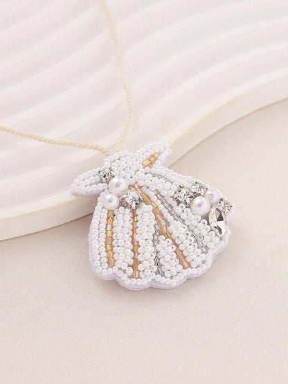 1pc Handmade Beaded Seashell Tassel Bag Charm, Bohemian Style, Suitable For Women's Casual, Beach, Holiday Wear, Mother's Day Gift. Handmade Shape May Vary Slightly. Accessories Charms For Bag Teacher