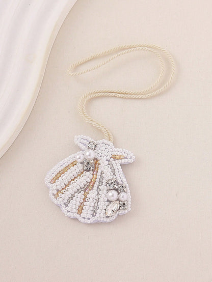 1pc Handmade Beaded Seashell Tassel Bag Charm, Bohemian Style, Suitable For Women's Casual, Beach, Holiday Wear, Mother's Day Gift. Handmade Shape May Vary Slightly. Accessories Charms For Bag Teacher