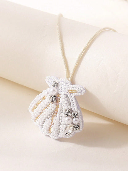 1pc Handmade Beaded Seashell Tassel Bag Charm, Bohemian Style, Suitable For Women's Casual, Beach, Holiday Wear, Mother's Day Gift. Handmade Shape May Vary Slightly. Accessories Charms For Bag Teacher