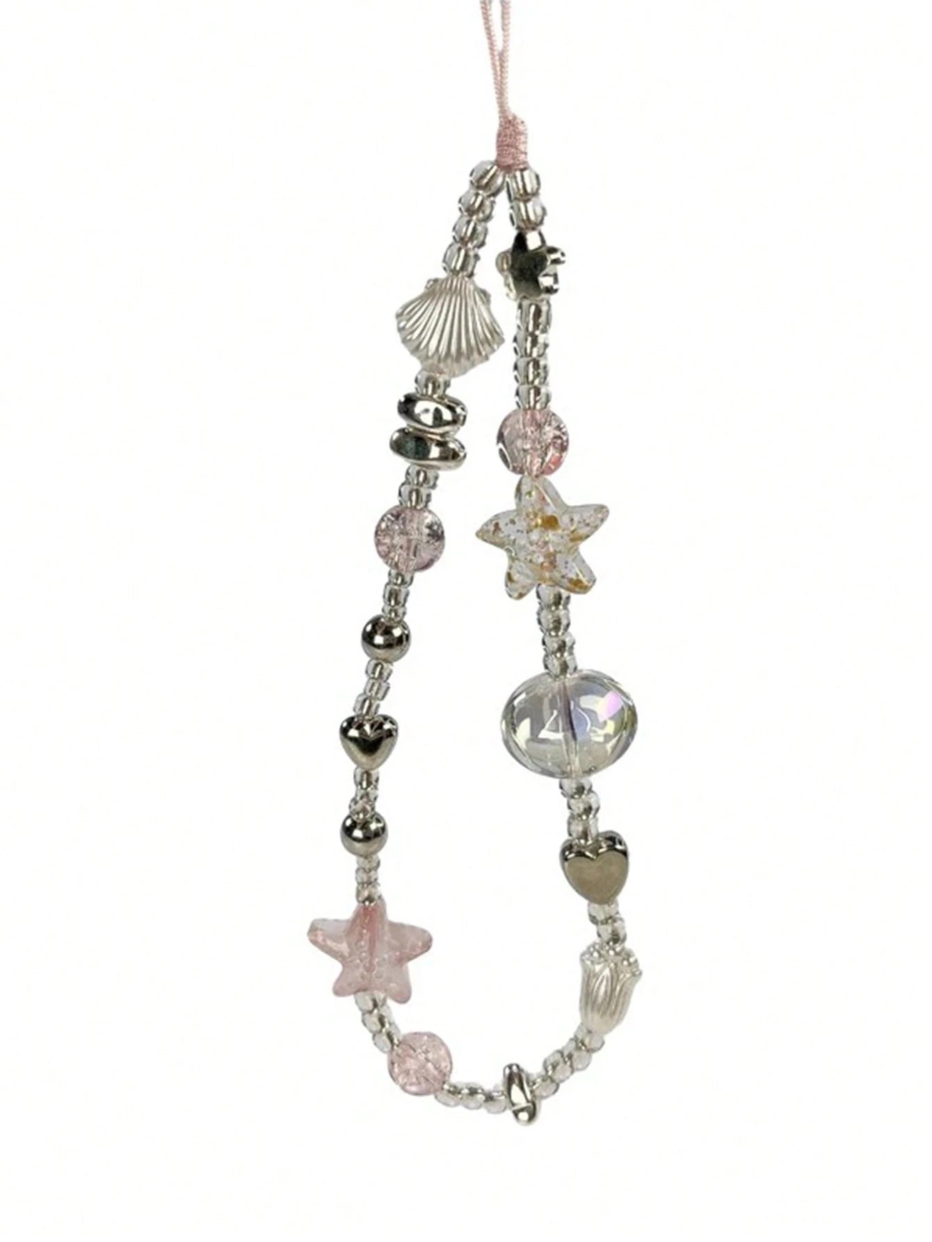 1pc Handmade Pink Sea Legend Beaded Phone Chain, Girl Phone Lanyard Gifts For Mother, Family, Friends, Birthday, Holiday Phone Charm