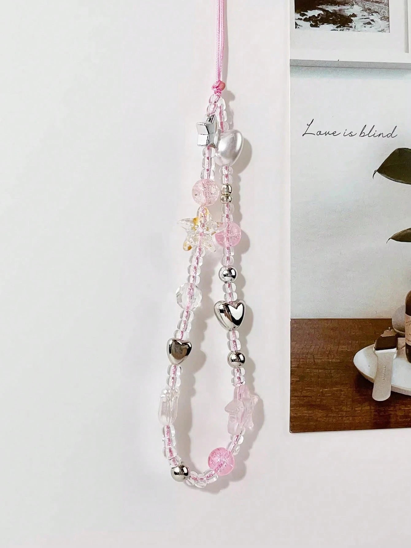 1pc Handmade Pink Sea Legend Beaded Phone Chain, Girl Phone Lanyard Gifts For Mother, Family, Friends, Birthday, Holiday Phone Charm