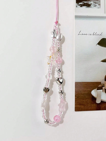1pc Handmade Pink Sea Legend Beaded Phone Chain, Girl Phone Lanyard Gifts For Mother, Family, Friends, Birthday, Holiday Phone Charm