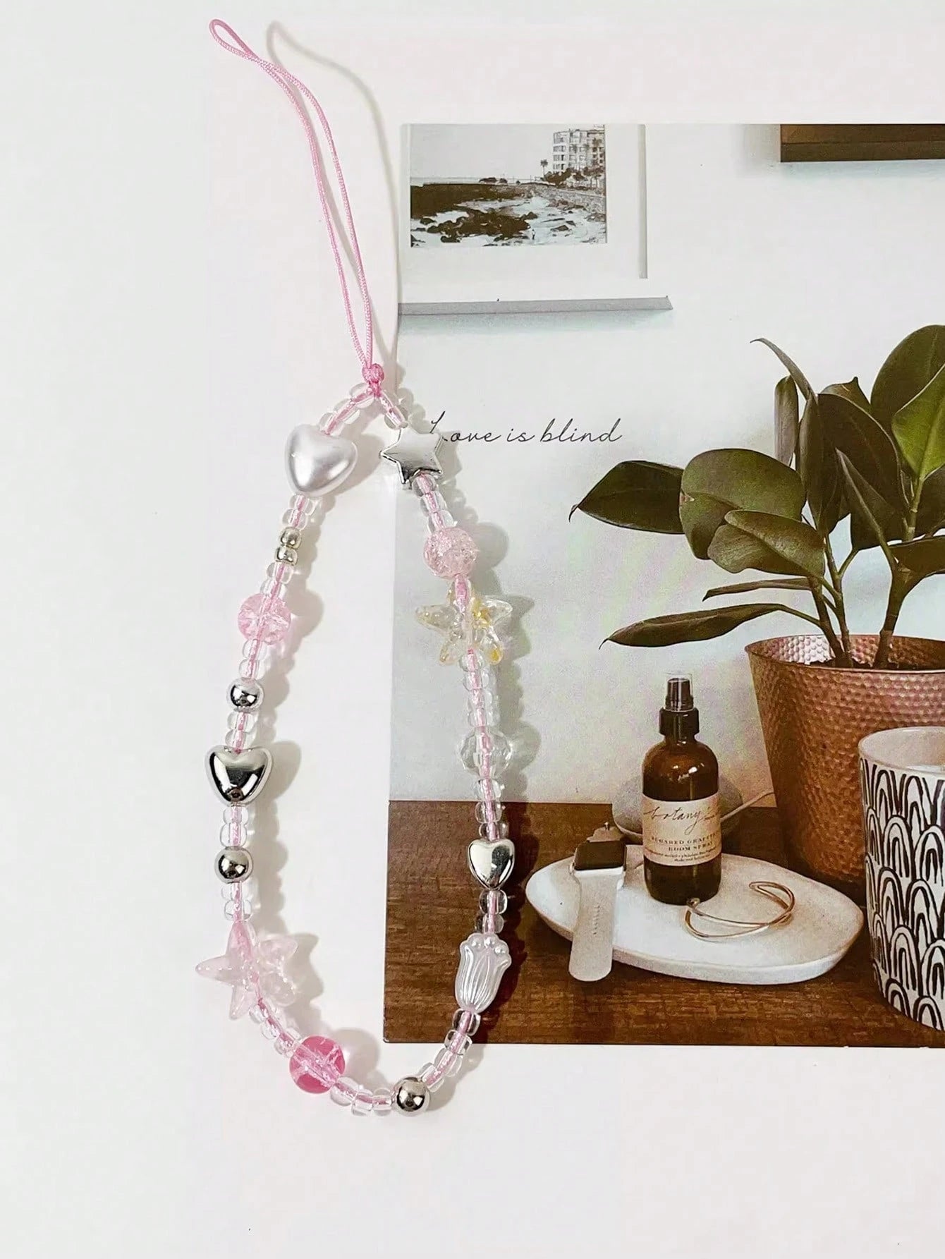 1pc Handmade Pink Sea Legend Beaded Phone Chain, Girl Phone Lanyard Gifts For Mother, Family, Friends, Birthday, Holiday Phone Charm