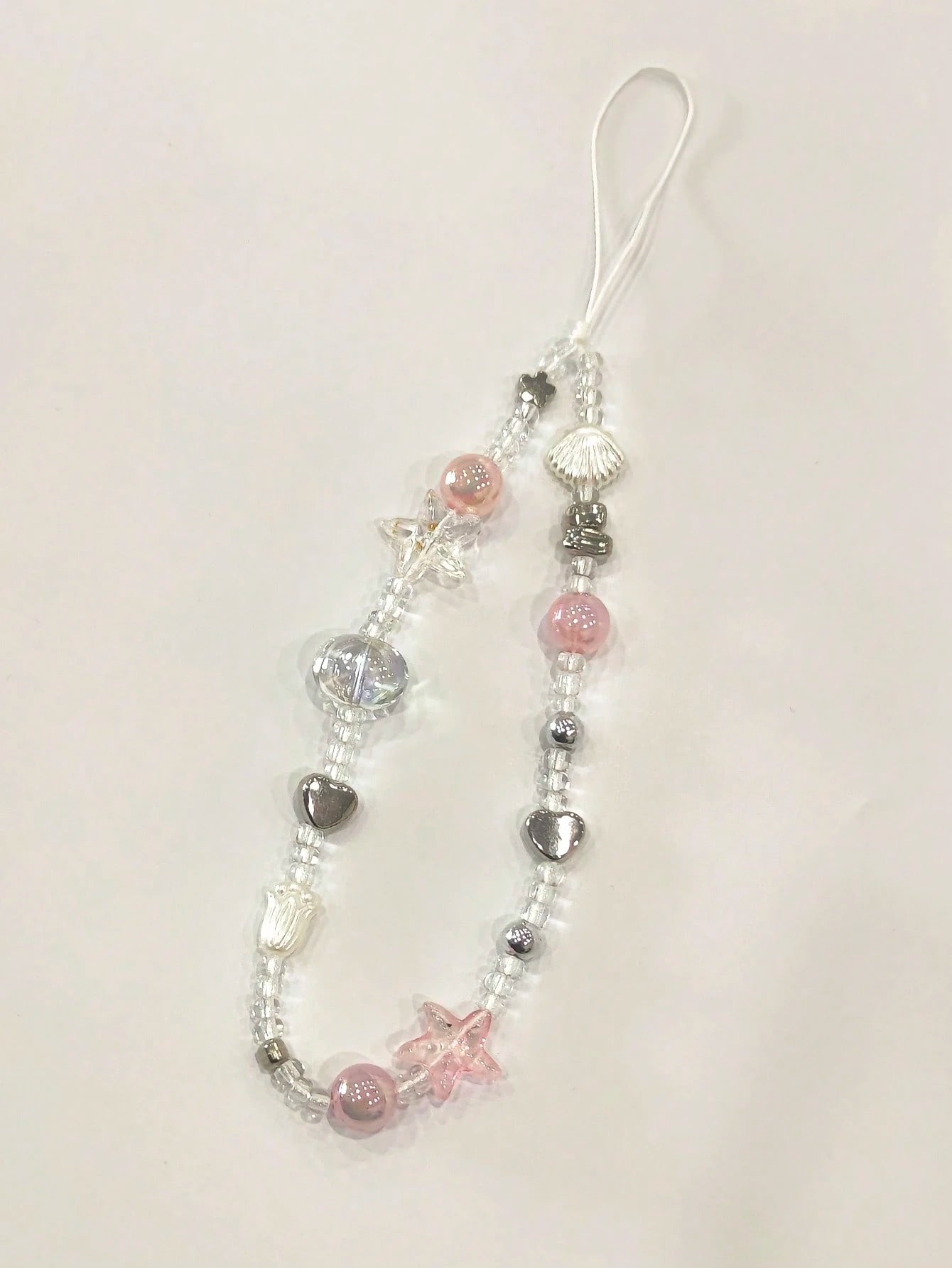 1pc Handmade Pink Sea Legend Beaded Phone Chain, Girl Phone Lanyard Gifts For Mother, Family, Friends, Birthday, Holiday Phone Charm
