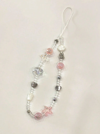 1pc Handmade Pink Sea Legend Beaded Phone Chain, Girl Phone Lanyard Gifts For Mother, Family, Friends, Birthday, Holiday Phone Charm
