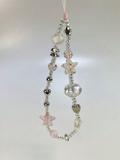1pc Handmade Pink Sea Legend Beaded Phone Chain, Girl Phone Lanyard Gifts For Mother, Family, Friends, Birthday, Holiday Phone Charm