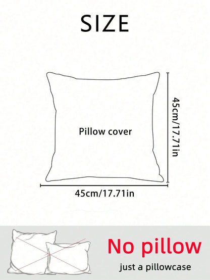 1pc Heart Leopard Decorative Pillow Cover, Soft & Breathable, Embroidered Craftsmanship, Without Pillow Insert, 17.7*17.7 Inches (45*45cm), Suitable For Dorm, Bedroom, Sofa, Bed, Great Gift For Loved