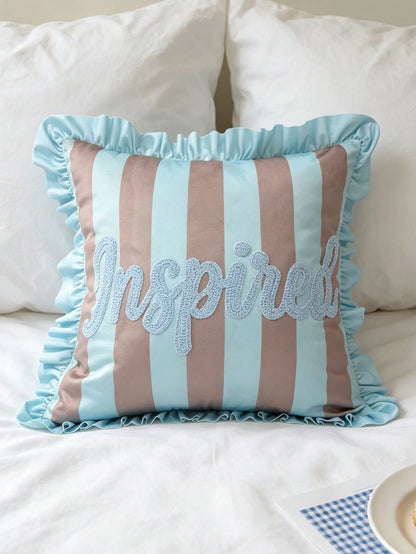 1pc Heart Leopard Decorative Pillow Cover, Soft & Breathable, Embroidered Craftsmanship, Without Pillow Insert, 17.7*17.7 Inches (45*45cm), Suitable For Dorm, Bedroom, Sofa, Bed, Great Gift For Loved