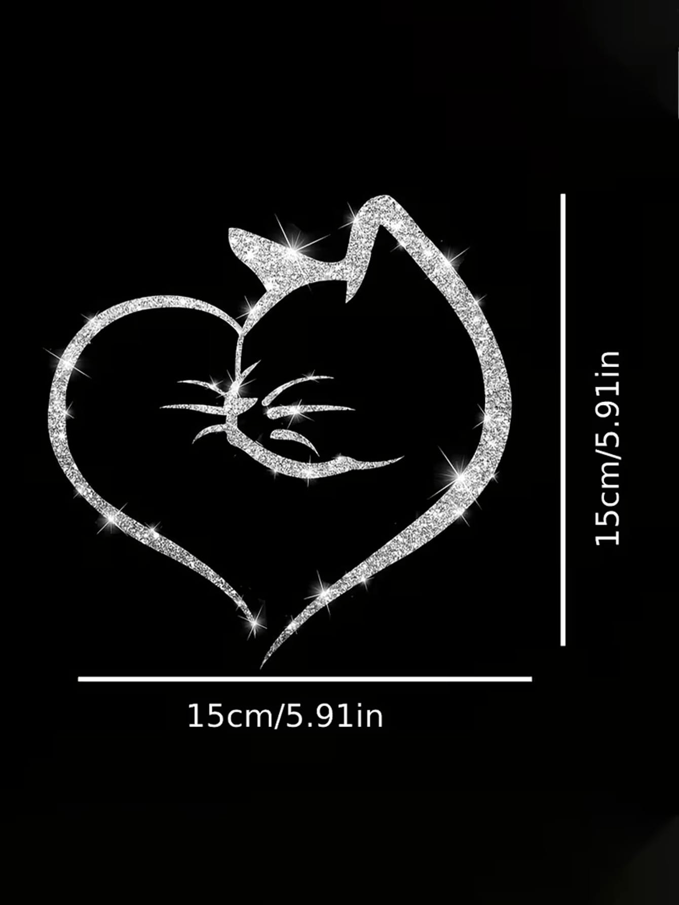 1pc Heart-Shaped Cat Sticker, Shiny Reflective Decorative Decal, Suitable For Car Doors, Car Rear And Car Windows; Motorcycle Sticker; Laptop Sticker; Luggage/Trolley Bag Fashion Decorative Sticker