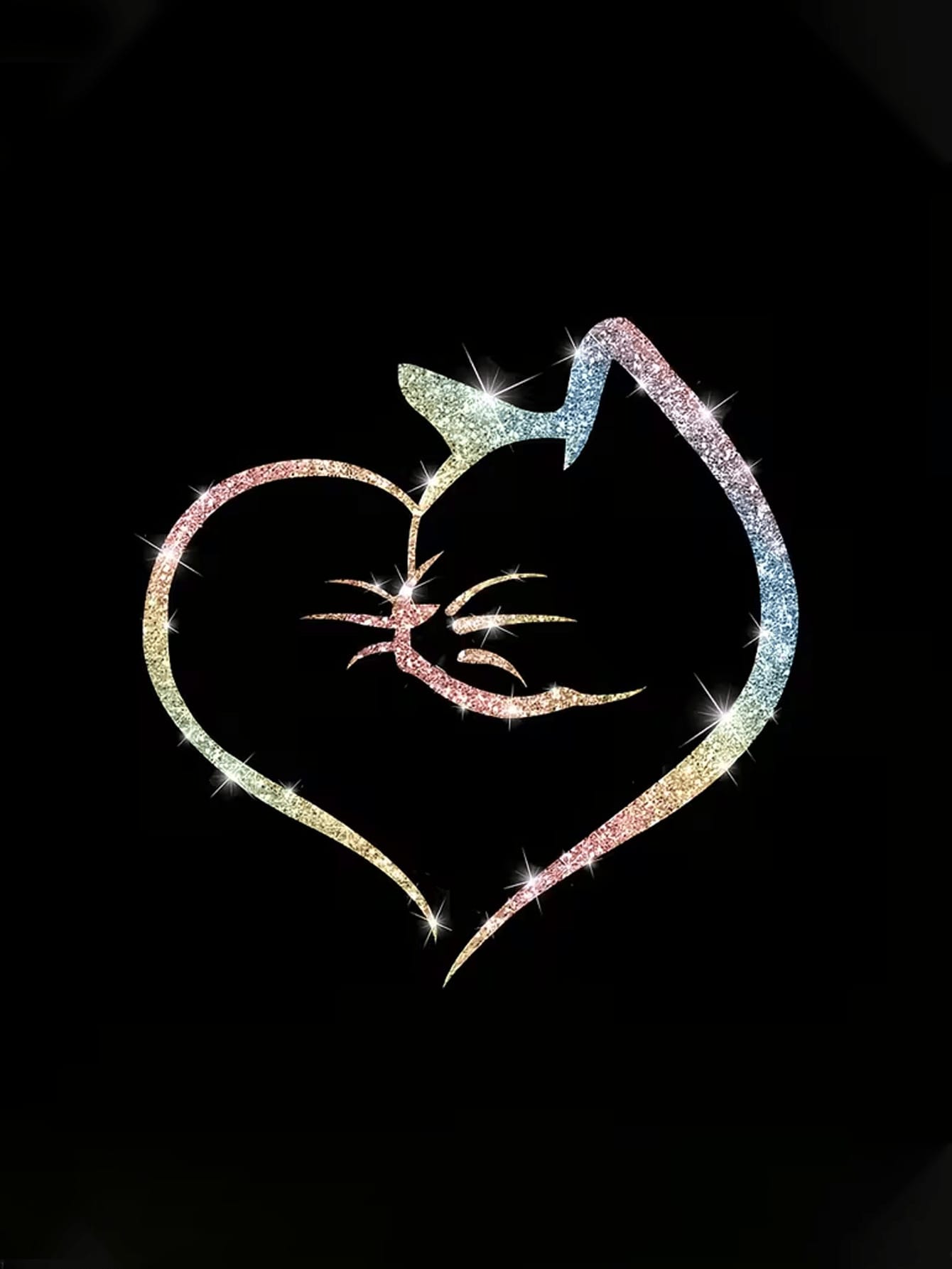 1pc Heart-Shaped Cat Sticker, Shiny Reflective Decorative Decal, Suitable For Car Doors, Car Rear And Car Windows; Motorcycle Sticker; Laptop Sticker; Luggage/Trolley Bag Fashion Decorative Sticker