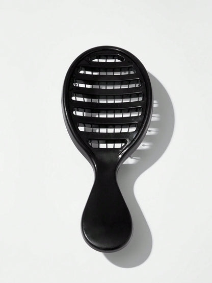 1pc Hollow Comb, Suitable For Wet & Dry Use, Plastic Material, Classic Solid Color Oval Handheld Hair Brush, Gift For Women, Hair Brush, Hairstyling Tool, Salon Hair Product And Accessory