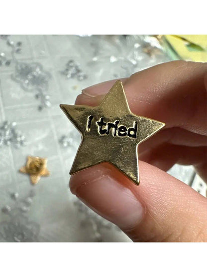 1pc-I-Tried-Pins-Novelty-Button-Brooch-Lapel-Badge-Funny-Fashion-Jewelry Bag Accessories Gift Gift Accessories Decor For Teen Girls Women College Students Rookies & White-Collar Workers Star Keychain
