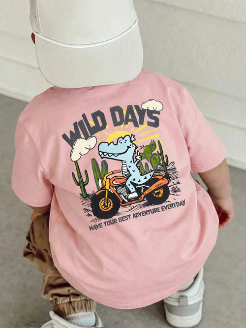 1pc Infant/Toddler Boys' Casual Graphic Print Round Neck Short Sleeve T-Shirt, Summer Childrenswear- A Captivating T-Shirt That Brings Joy And Happiness To Every Child!
