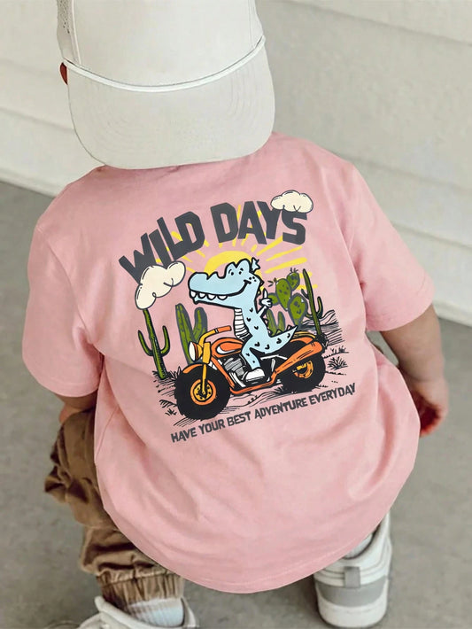 1pc Infant/Toddler Boys' Casual Graphic Print Round Neck Short Sleeve T-Shirt, Summer Childrenswear- A Captivating T-Shirt That Brings Joy And Happiness To Every Child!