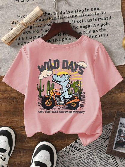 1pc Infant/Toddler Boys' Casual Graphic Print Round Neck Short Sleeve T-Shirt, Summer Childrenswear- A Captivating T-Shirt That Brings Joy And Happiness To Every Child!