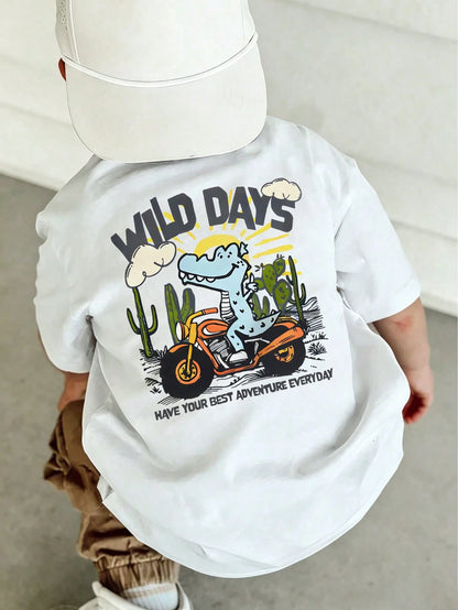 1pc Infant/Toddler Boys' Casual Graphic Print Round Neck Short Sleeve T-Shirt, Summer Childrenswear- A Captivating T-Shirt That Brings Joy And Happiness To Every Child!