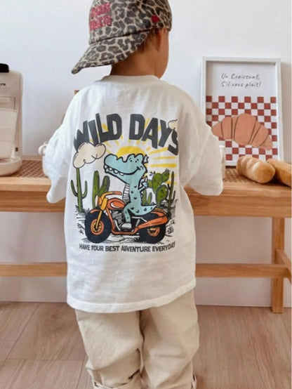 1pc Infant/Toddler Boys' Casual Graphic Print Round Neck Short Sleeve T-Shirt, Summer Childrenswear- A Captivating T-Shirt That Brings Joy And Happiness To Every Child!