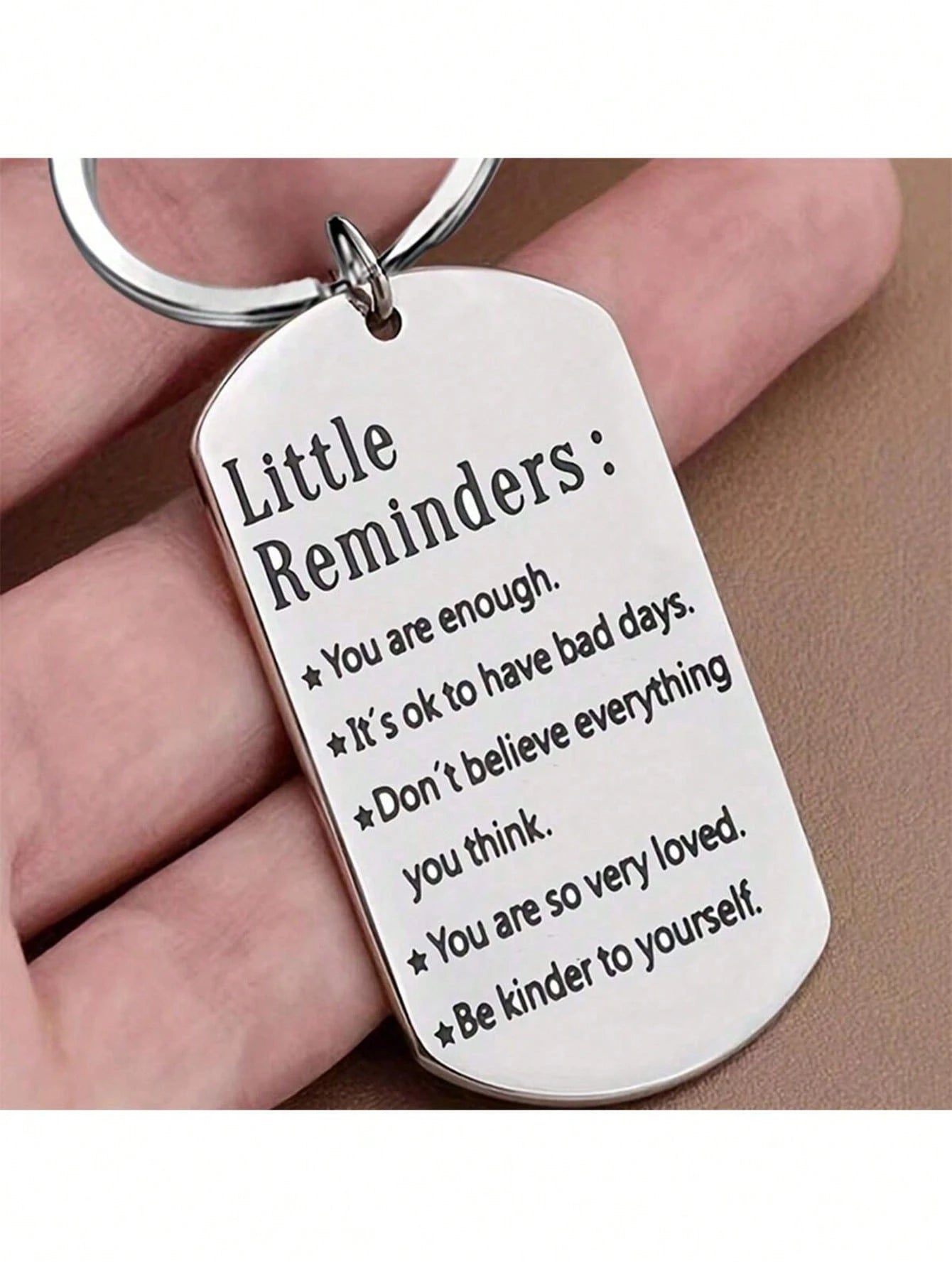 1pc Inspirational Keychain, Suitable As Birthday, Christmas Gift For Women, Men, Teens, Boys, Girls, Friends, Family. Fashionable Stainless Steel Keychain With Rectangular Pendant, Great For Backpacks
