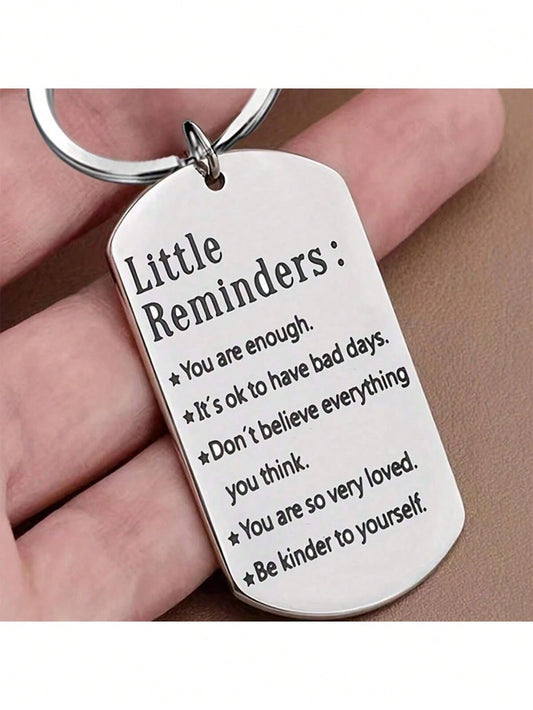 1pc Inspirational Keychain, Suitable As Birthday, Christmas Gift For Women, Men, Teens, Boys, Girls, Friends, Family. Fashionable Stainless Steel Keychain With Rectangular Pendant, Great For Backpacks