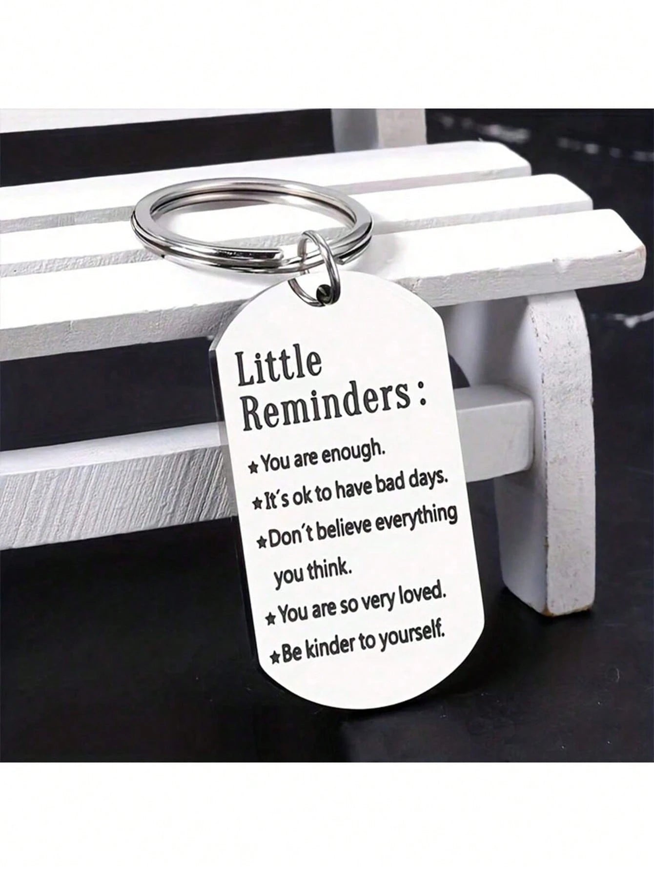 1pc Inspirational Keychain, Suitable As Birthday, Christmas Gift For Women, Men, Teens, Boys, Girls, Friends, Family. Fashionable Stainless Steel Keychain With Rectangular Pendant, Great For Backpacks
