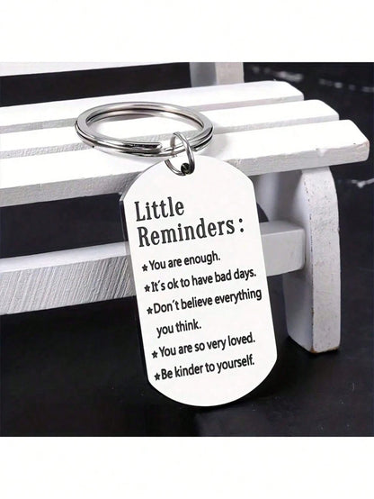 1pc Inspirational Keychain, Suitable As Birthday, Christmas Gift For Women, Men, Teens, Boys, Girls, Friends, Family. Fashionable Stainless Steel Keychain With Rectangular Pendant, Great For Backpacks