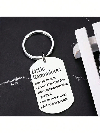 1pc Inspirational Keychain, Suitable As Birthday, Christmas Gift For Women, Men, Teens, Boys, Girls, Friends, Family. Fashionable Stainless Steel Keychain With Rectangular Pendant, Great For Backpacks