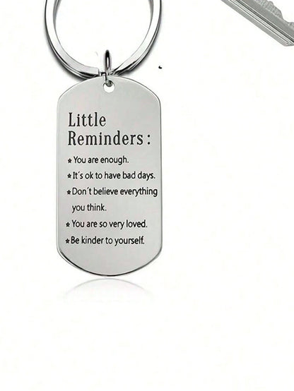 1pc Inspirational Keychain, Suitable As Birthday, Christmas Gift For Women, Men, Teens, Boys, Girls, Friends, Family. Fashionable Stainless Steel Keychain With Rectangular Pendant, Great For Backpacks