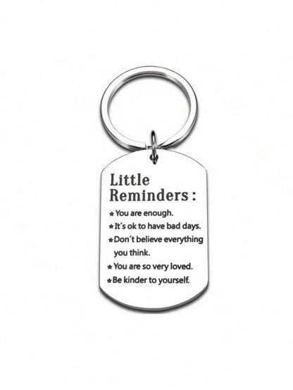 1pc Inspirational Keychain, Suitable As Birthday, Christmas Gift For Women, Men, Teens, Boys, Girls, Friends, Family. Fashionable Stainless Steel Keychain With Rectangular Pendant, Great For Backpacks
