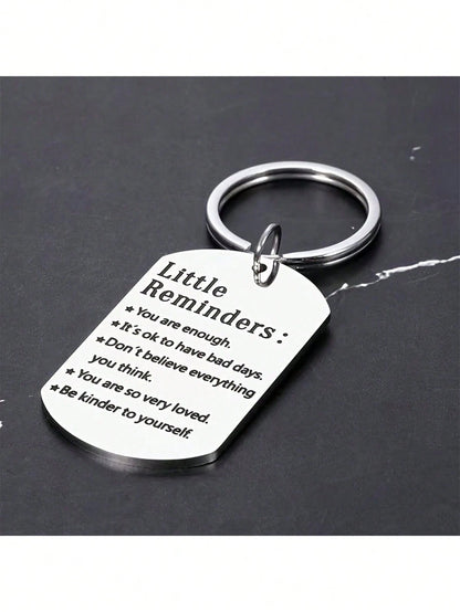 1pc Inspirational Keychain, Suitable As Birthday, Christmas Gift For Women, Men, Teens, Boys, Girls, Friends, Family. Fashionable Stainless Steel Keychain With Rectangular Pendant, Great For Backpacks