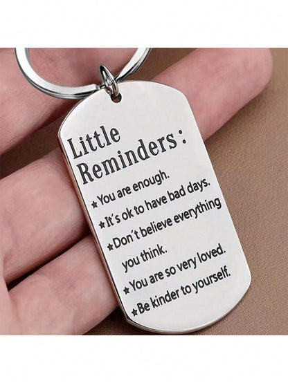 1pc Inspirational Keychain, Suitable As Birthday, Christmas Gift For Women, Men, Teens, Boys, Girls, Friends, Family. Fashionable Stainless Steel Keychain With Rectangular Pendant, Great For Backpacks