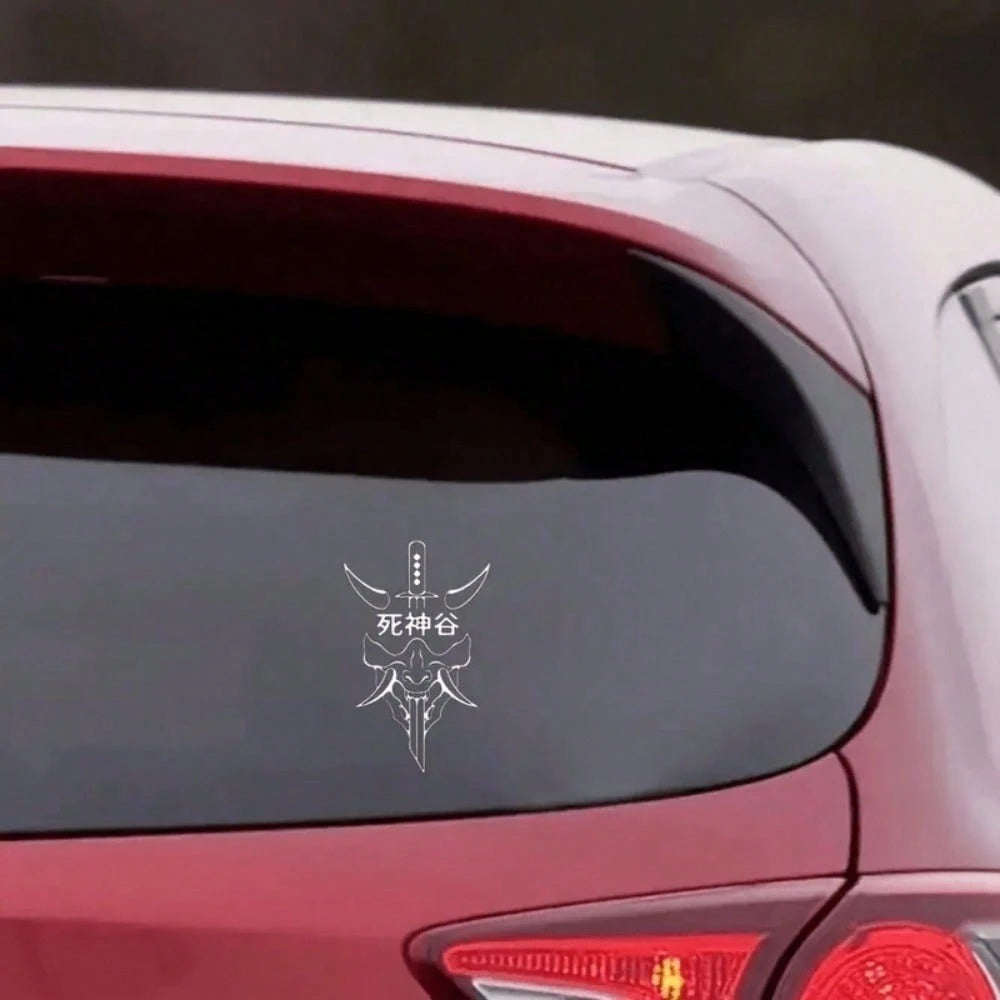 1pc JDM Style Death Valley Car Sticker- Featuring Neon Skull And Sword Design, Suitable For Windows, Doors And Car Body. These Waterproof Vinyl Stickers Are Also Perfect For Motorcycle Decoration And