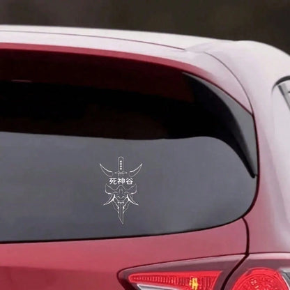 1pc JDM Style Death Valley Car Sticker- Featuring Neon Skull And Sword Design, Suitable For Windows, Doors And Car Body. These Waterproof Vinyl Stickers Are Also Perfect For Motorcycle Decoration And