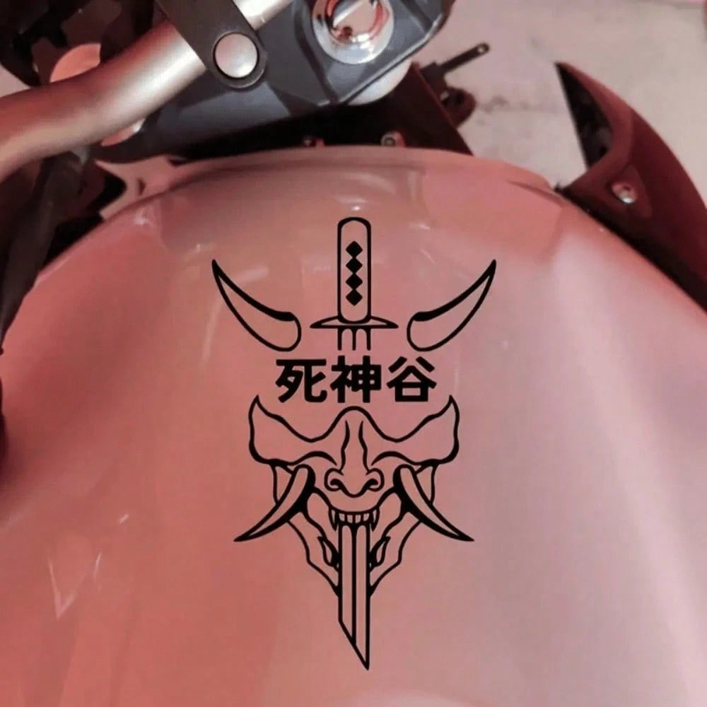 1pc JDM Style Death Valley Car Sticker- Featuring Neon Skull And Sword Design, Suitable For Windows, Doors And Car Body. These Waterproof Vinyl Stickers Are Also Perfect For Motorcycle Decoration And