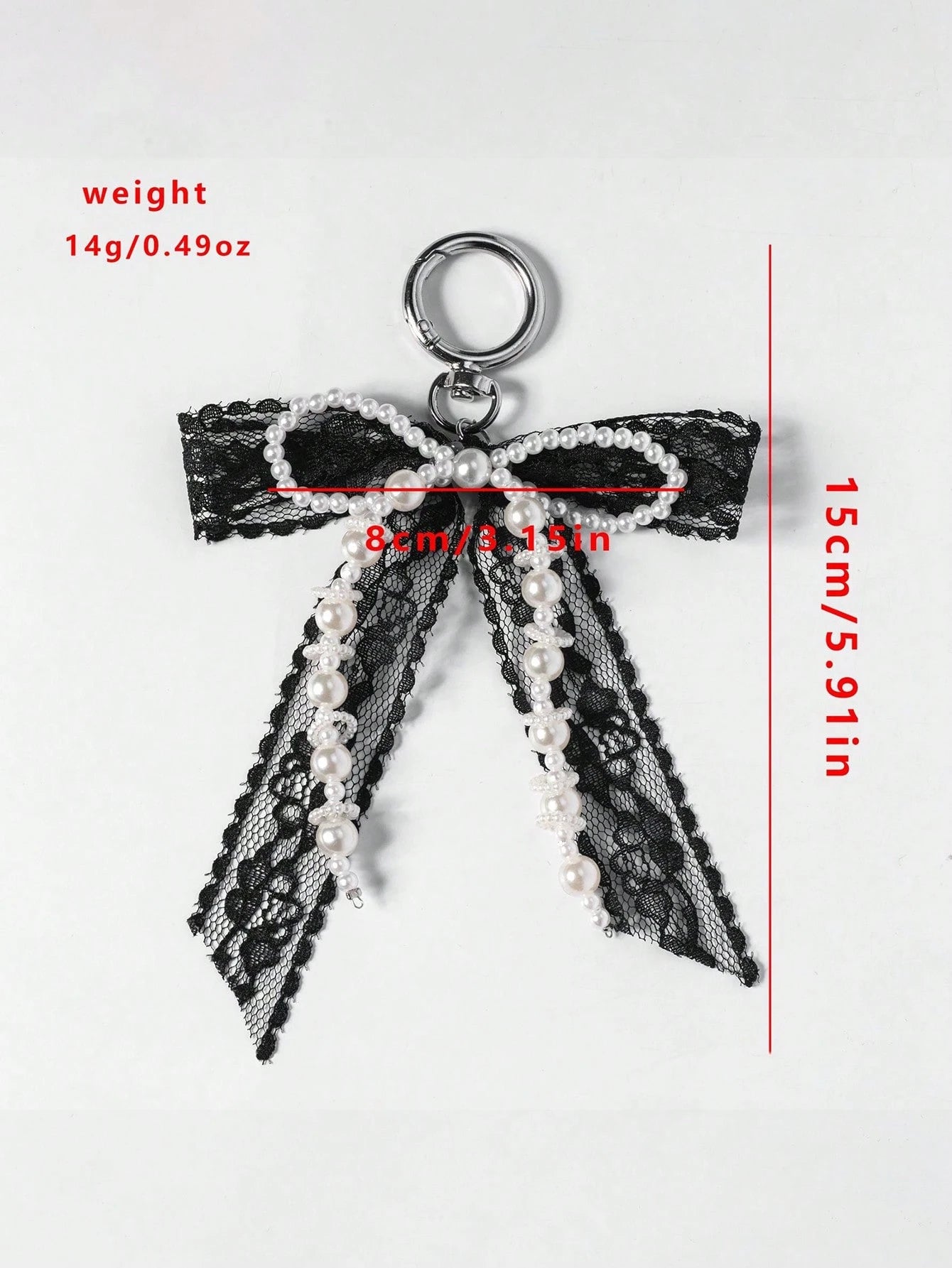 1pc Lace Bow & Pearl Keychain Wallet Pendant Y2K Beaded Bag Charm Shoe Decor Butterfly Ornament Backpack Decor Bows Keychain For Bag Car Accessories For Women